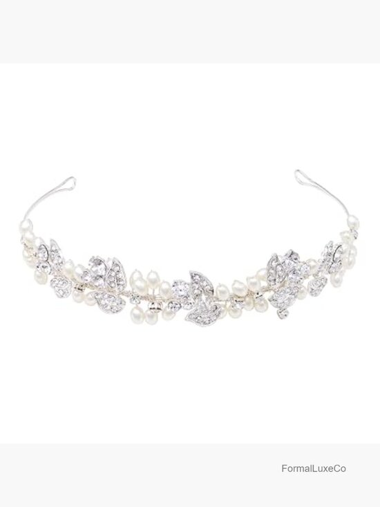Wedding Headband with Pearls and Rhinestones Tiara Hair Accessory